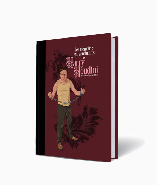 Livre collector bordeaux et noir sur la magie et vie de Houdini
